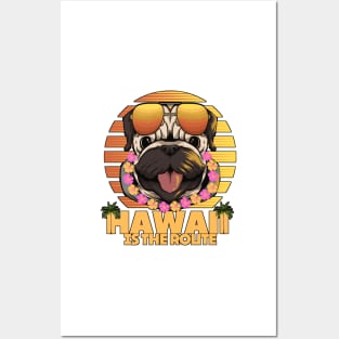 Illustration of a puppy on vacation to Hawaii Posters and Art